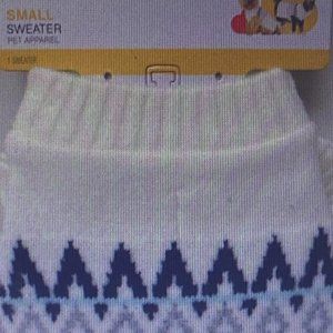 Boots & Barkley Small Pet Sweater - Cream/White Diamond Pattern